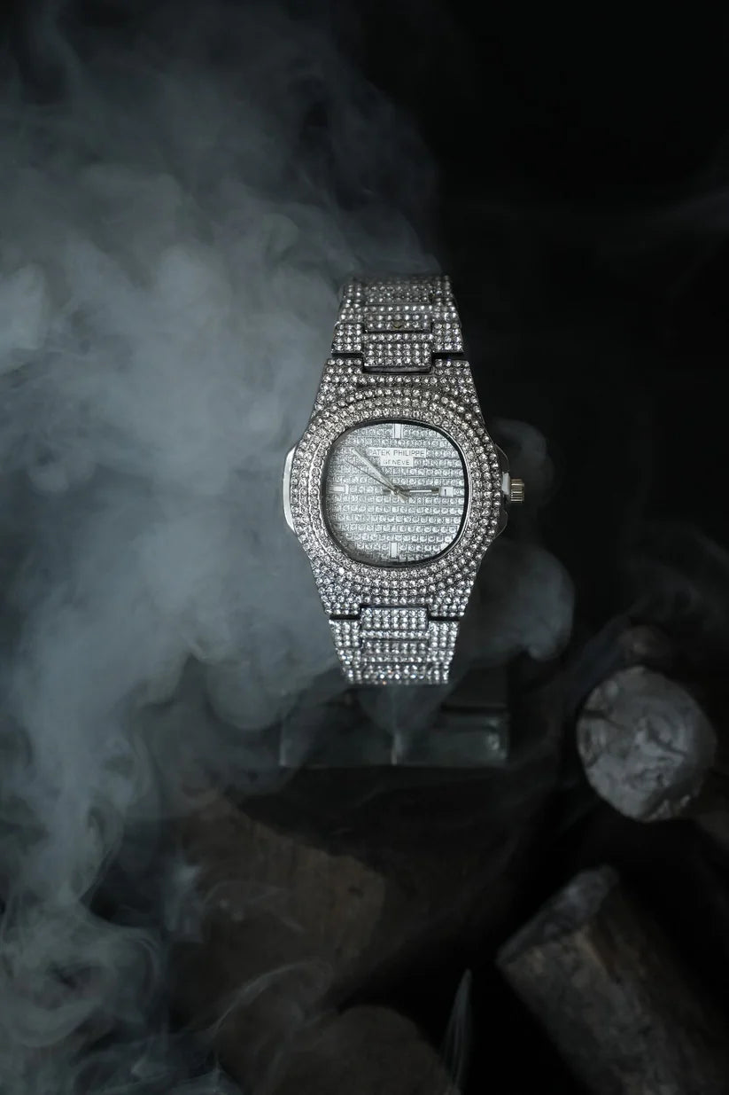 Patek Philippe Iced-Out Silver Watch – Luxury Redefined