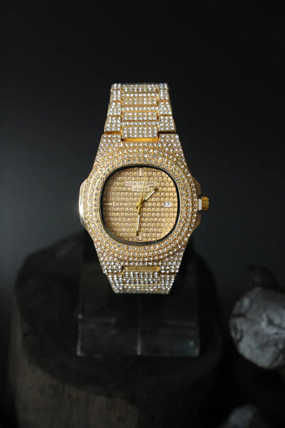 Patek Philippe Iced-Out Golden Watch – Luxury Redefined